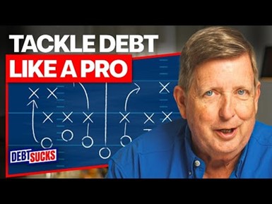 Attorney Benjamin R. Matthews with the text "TACKLE DEBT LIKE A PRO" and an illustration of a football play.